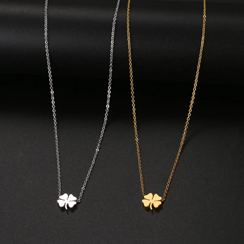 Men's & Women's Four Leaf Clover Stainless Steel Necklace - Classic Fashion Pendant