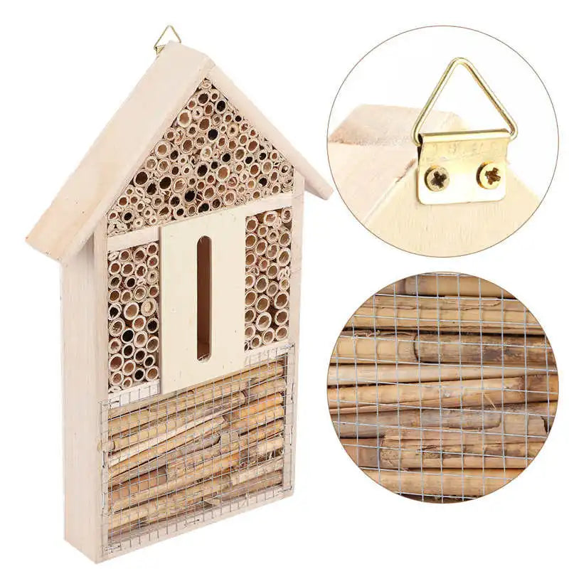 Wooden Insect House Bee Shelter Garden Nesting Box Outdoor Ornament