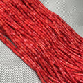 Natural Stone Coral Beads Small Column Shape Loose Jewelry Beads 3x3mm