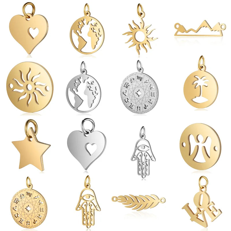 10pcs Sun Map Horoscope Jewelry Charms for Bracelets & Pendants