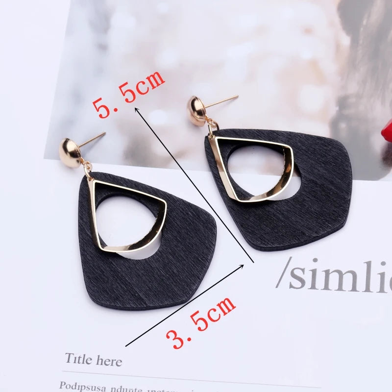 Black Flower Drop Earrings for Women - Geometric Heart Butterfly Jewelry