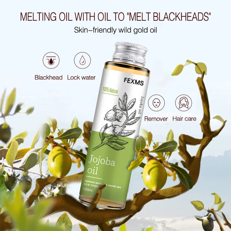 Pure Cold Pressed Jojoba Oil for Skin Hair Nails Moisturizer, 100% Natural & Unrefined