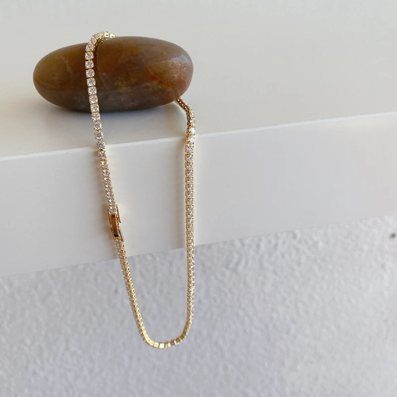 Iced Out Tennis Chain Necklace for Women 18K Gold Plated Jewelry Gift