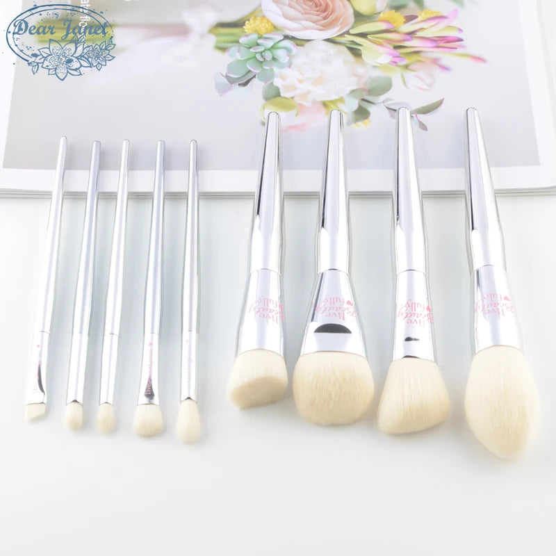 9pcs Makeup Brush Set for Face & Eyes - Foundation, Blush, Eyebrow, Highlighter