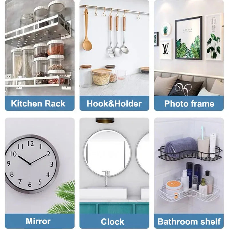 Self-Adhesive Wall Hook Set for Pictures Keys and More - Clear & Durable
