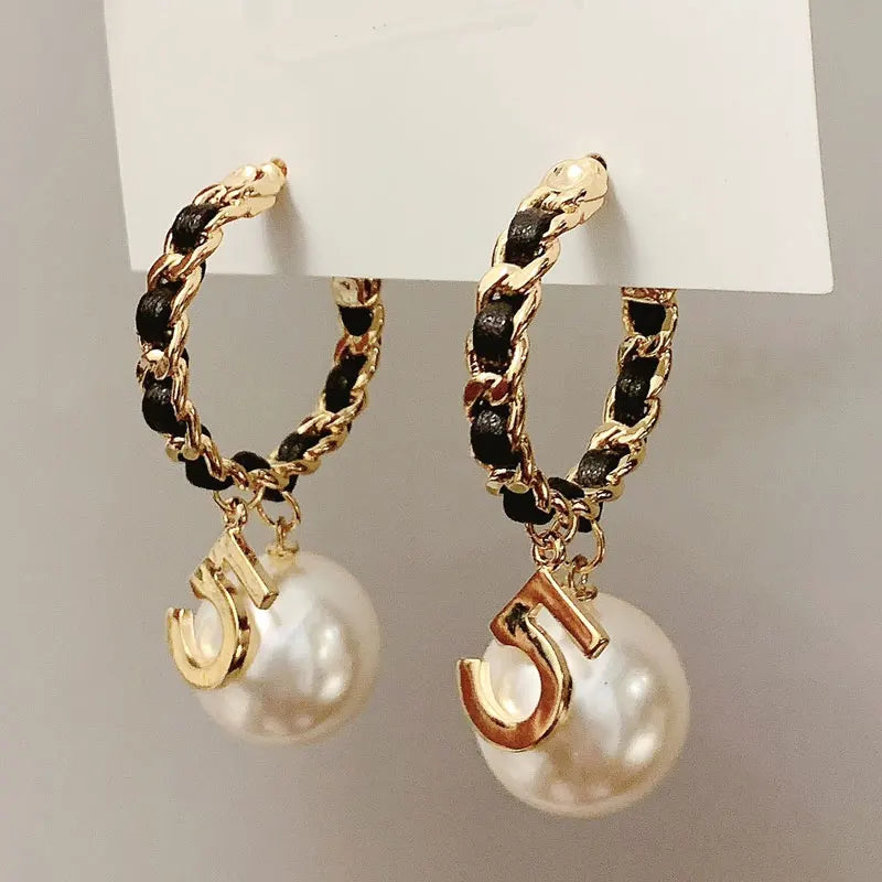Trendy Handmade Rope Pearl Circle Stud Earrings for Women