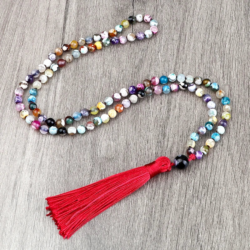 Beaded Mala Necklace with Tassel for Meditation Yoga Bohemian Jewelry Women