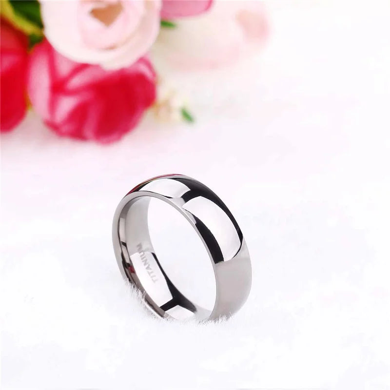 Men's and Women's Titanium Wedding Bands - Polished Engagement Rings, Classic Black & Silver