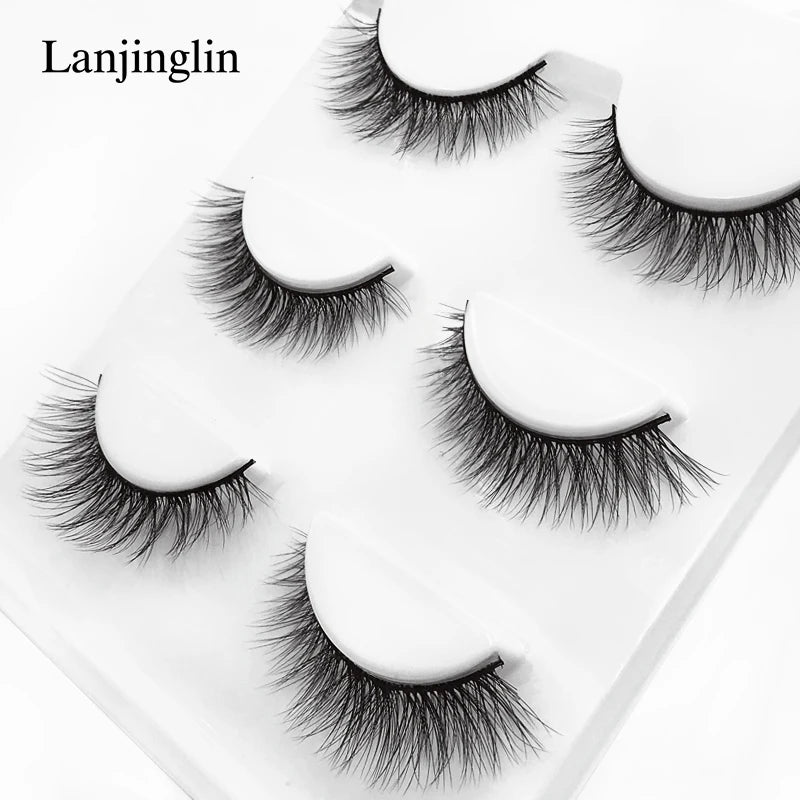 False Eyelash Sets 3D Faux Mink Full Strip Lashes Natural Short Style Wholesale