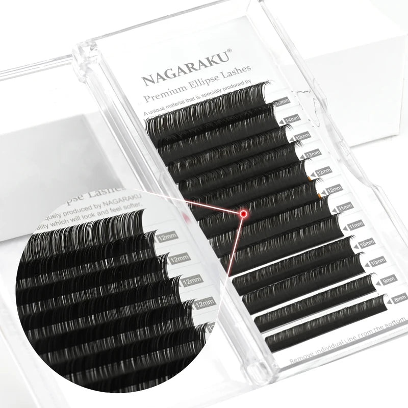 Eyelash Extension Tips Flat Split Tips Natural Charcoal Ellipse Supplies