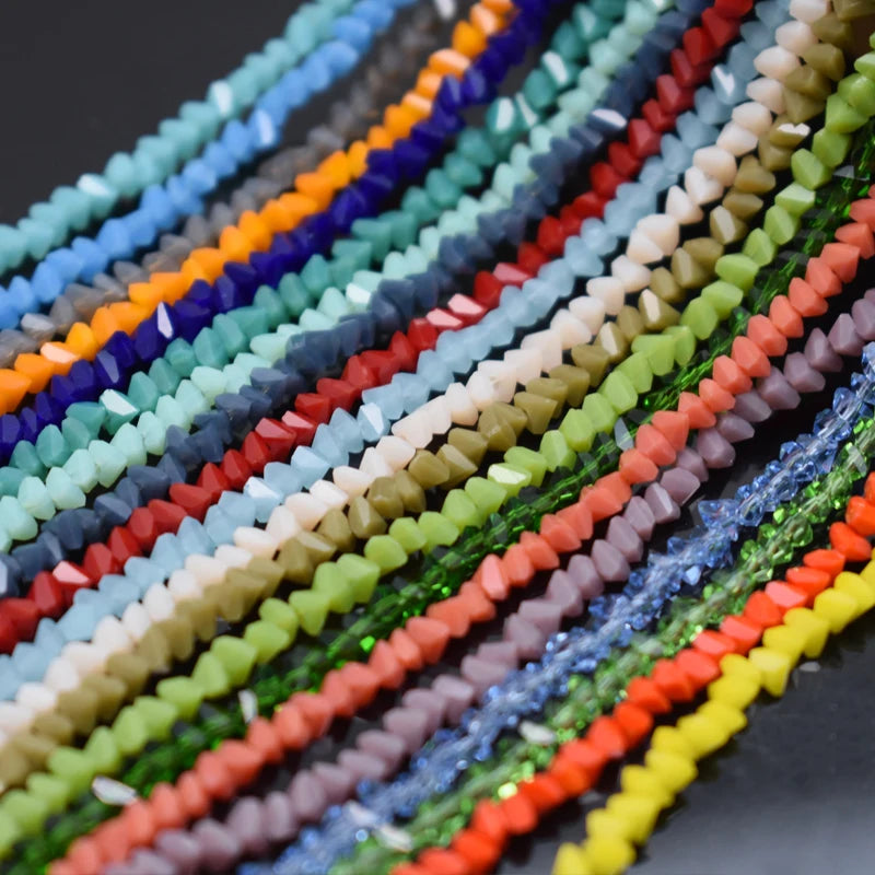 Crystal Glass Beads - 2mm Triangle Seed Beads for Jewelry Making, 130pcs Mixed Colors