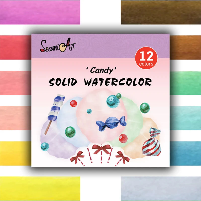 12-Color Watercolor Set - Solid Transparent Paints for Art & Craft