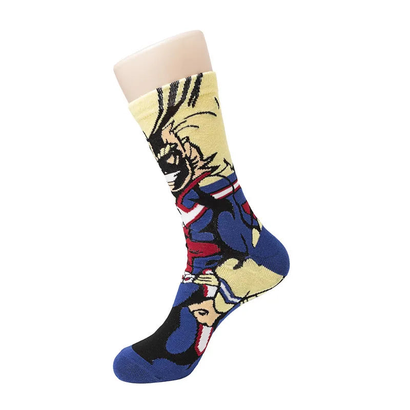 Anime My Hero Academia Crew Socks - Cosplay Character Cotton Blend, Multiple Colors