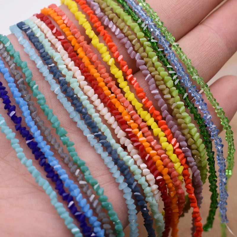 Crystal Glass Beads - 2mm Triangle Seed Beads for Jewelry Making, 130pcs Mixed Colors