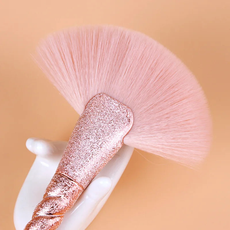 Glitter Frosted Unicorn Makeup Brush Set - 10 Pc Face & Eye Brushes