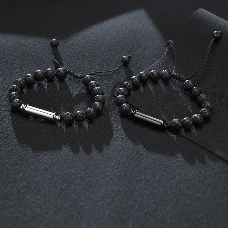Men Urn Bracelet Beaded Cremation Jewelry for Ashes Adjustable Memorial Accessory