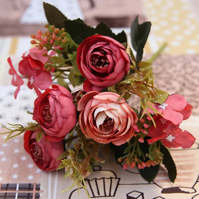 Artificial Silk Flower Decor Set with Gerbera Daisy and Rose for Wedding & Home