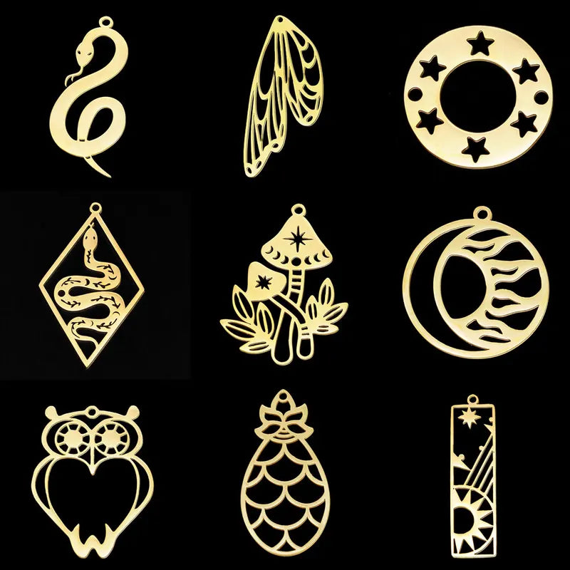 10pcs Geometric Stainless Steel Earring Charms for DIY Jewelry Making
