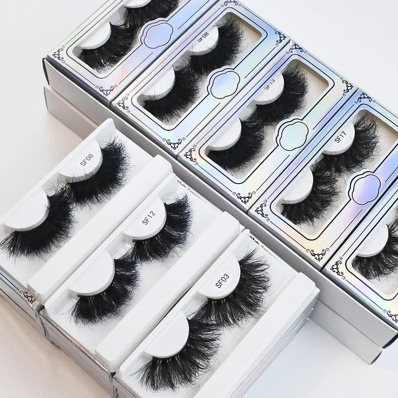 Wholesale 25mm Mink Fluffy Long False Eyelashes - Multiple Styles & Colors