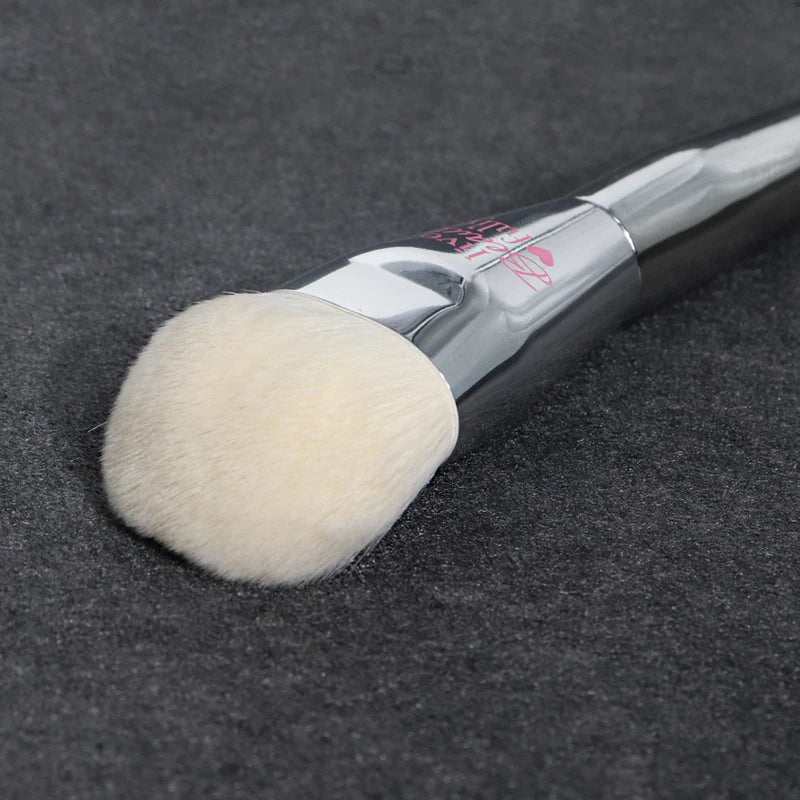 Professional Liquid Foundation Makeup Brush with Silver Chrome Finish - Dense Synthetic Bristles