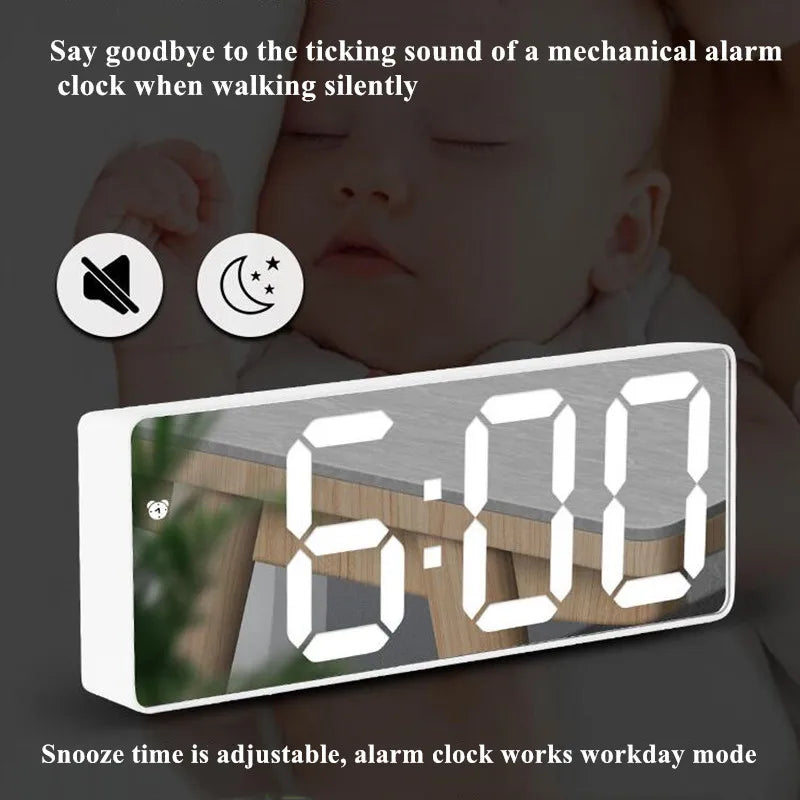 Digital Alarm Clock with Voice Control, Night Mode & Snooze - Battery Powered
