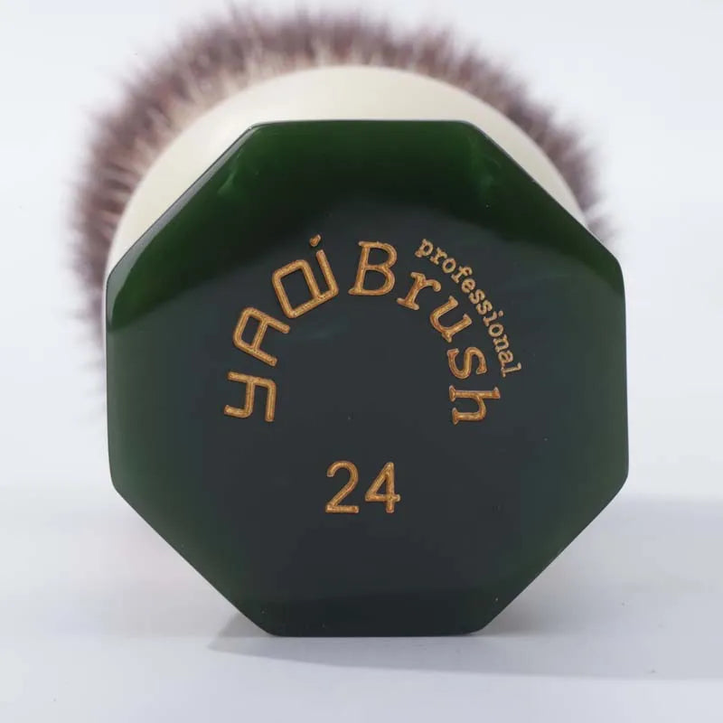 Men's Wet Shaving Brush with Synthetic Hair & Resin Handle - Green Obsidian