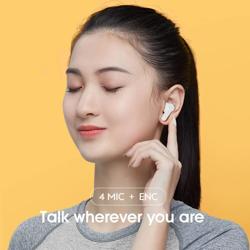 Wireless Bluetooth Earbuds with Noise-Canceling Microphones and Touch Control
