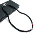 Mens Stone Necklace Hip Hop Punk Stainless Steel Natural Tiger Eye Beads Jewelry