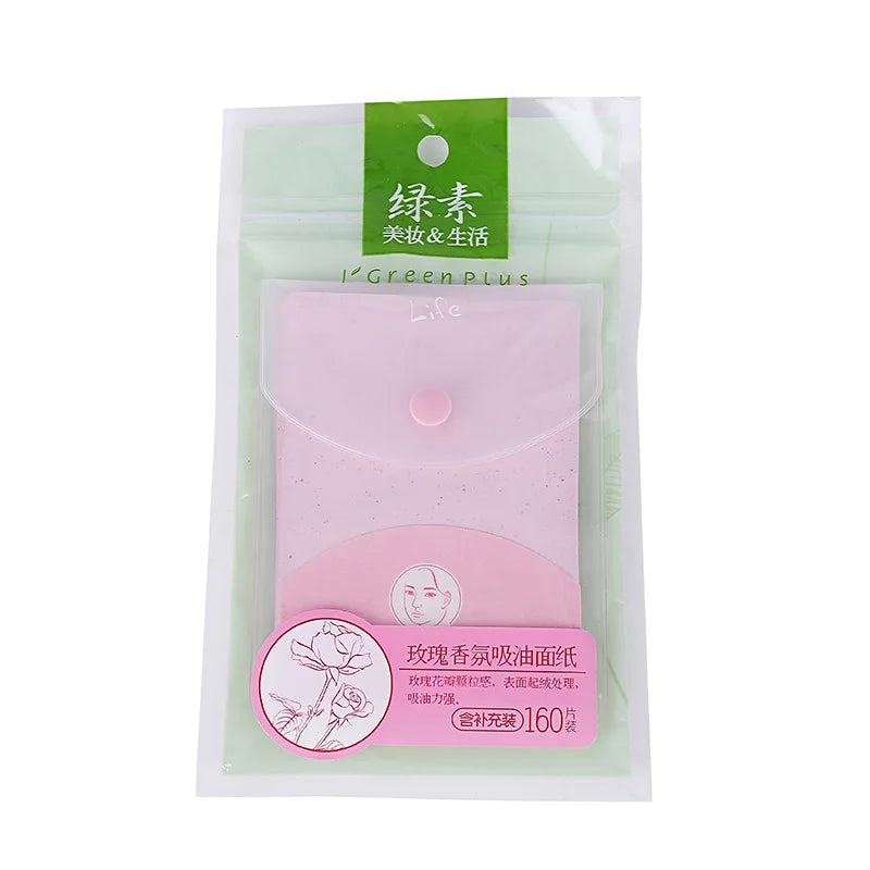 Oil Absorbing Facial Blotting Papers with Green Tea - Portable 160pcs for Oily Skin Control
