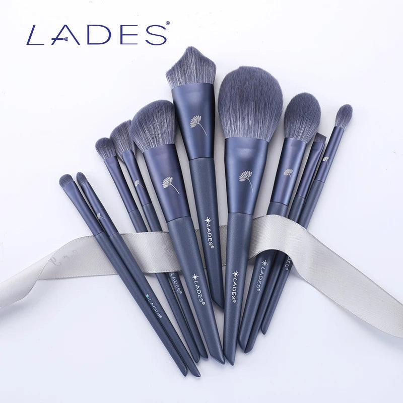 10-Piece Makeup Brush Set with Pouch - Powder, Foundation, Eyeshadow, Blush