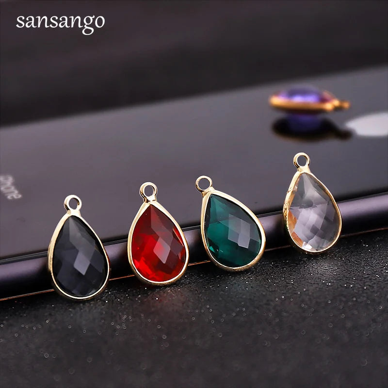 10pcs Water Drop Charms Crystal Alloy Pendants for Jewelry Making DIY Earrings Necklace