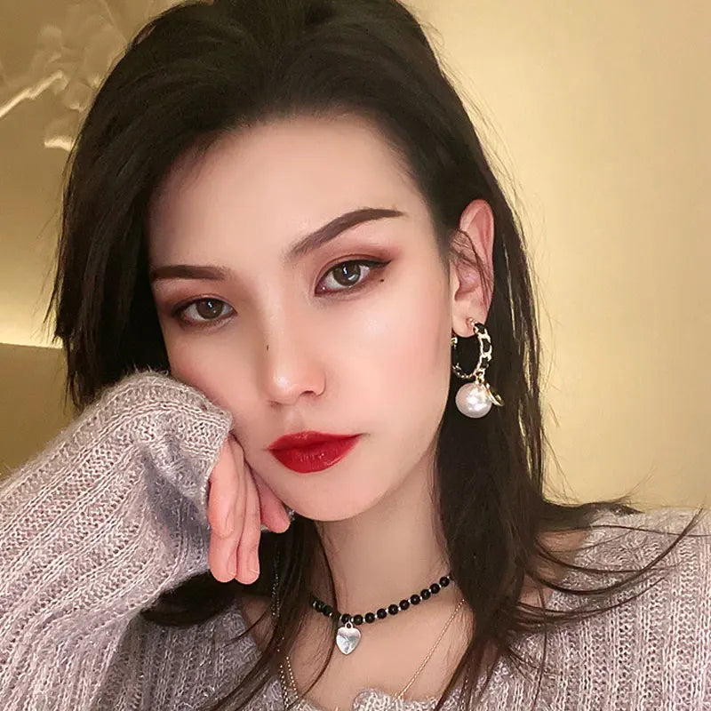 Trendy Handmade Rope Pearl Circle Stud Earrings for Women