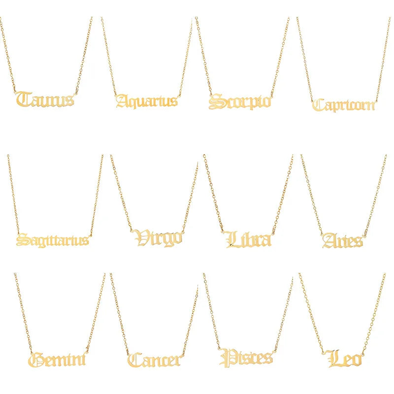 Zodiac Constellation Necklace for Women - Stainless Steel Pendant Jewelry