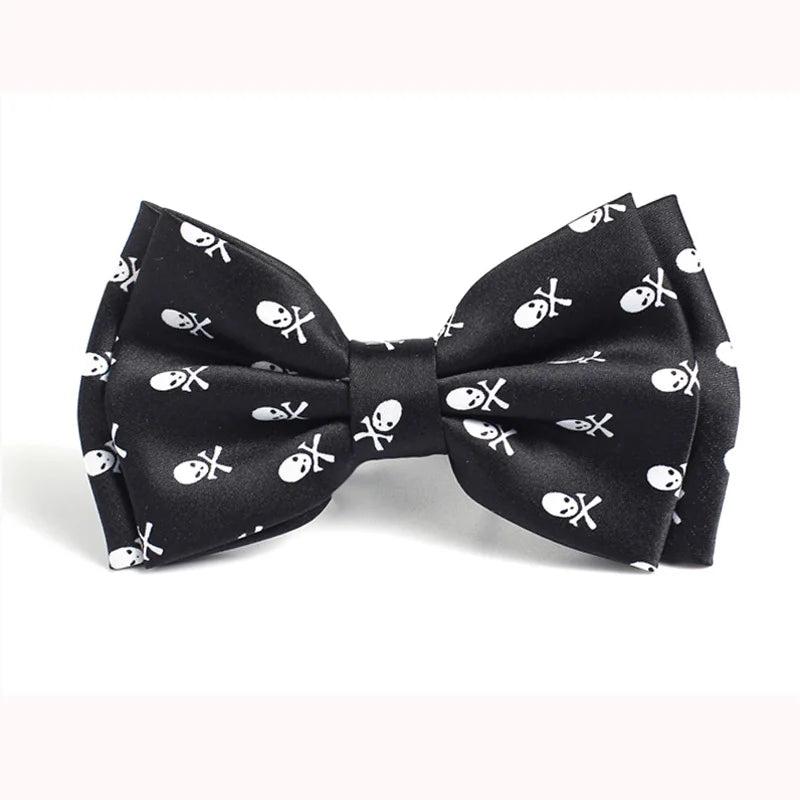 Unisex Halloween Skull Bow Tie Set - Adjustable Satin Ties in 9 Styles