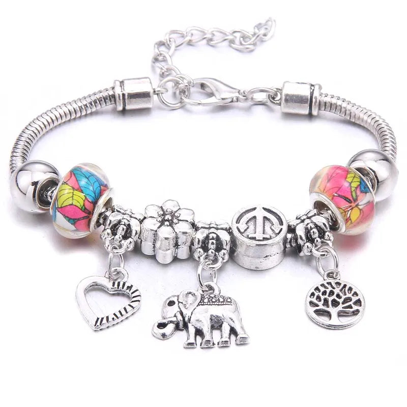 Colorful Crystal Charm Bracelet for Women DIY Beaded Jewelry Gift