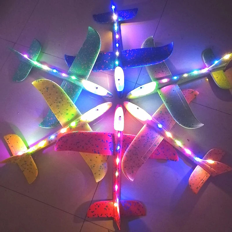 Large Foam Glider Airplane Toy with LED Light for Kids Outdoor Flying Fun - 33cm to 50cm
