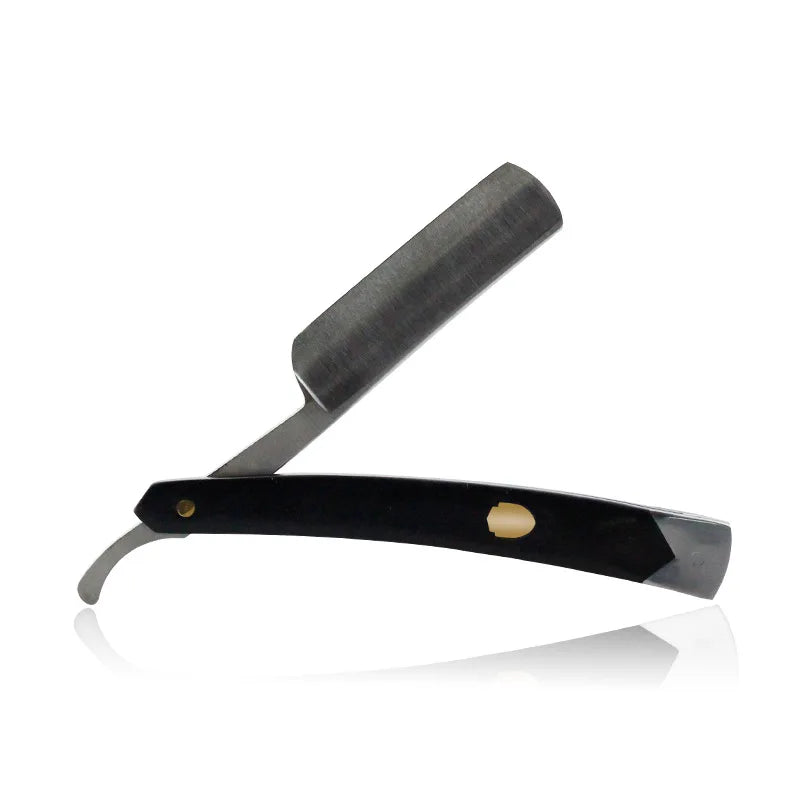 4PCS Stainless Steel Straight Razor Kit with Sandalwood Handle and Leather Bag