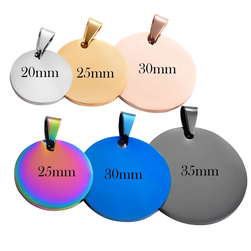 Wholesale Military Style Disc Pendant Necklace Set - 6 Colors & 4 Sizes