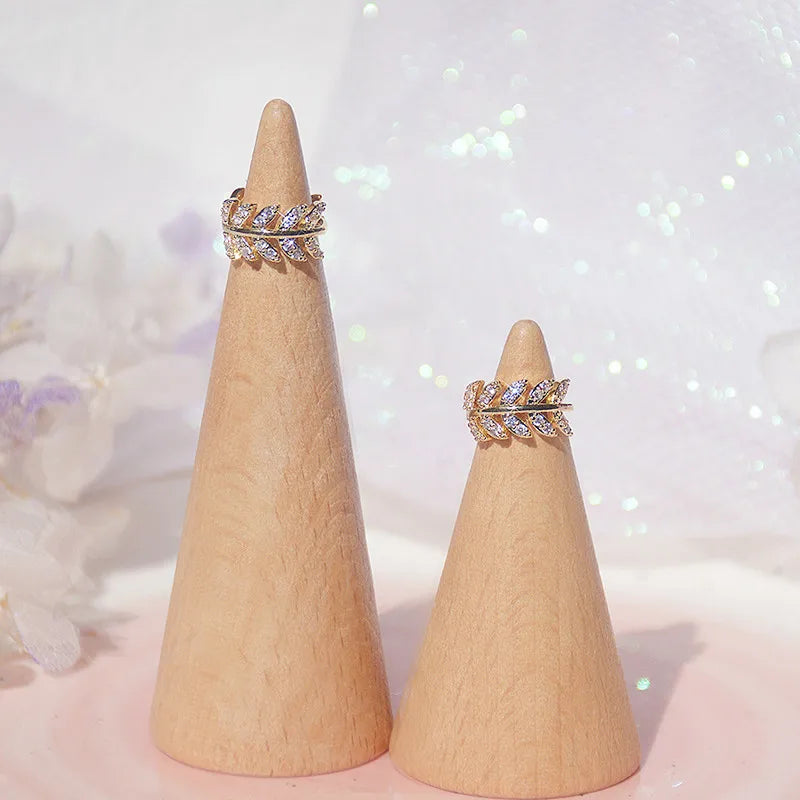 Delicate Leaf Hoop Earrings with CZ for Women - Silver or Gold Color