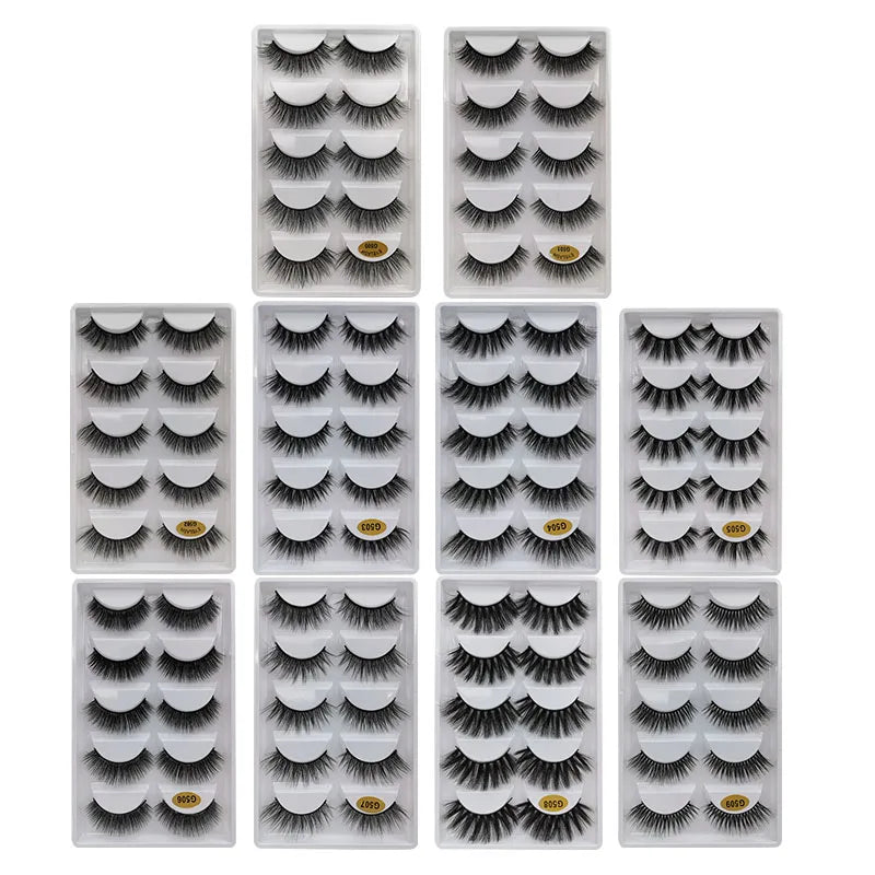 Wholesale 3D Faux Mink Lashes - Natural Long Wispy False Eyelashes Set