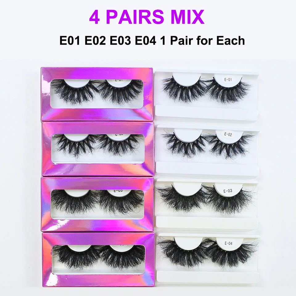 25mm Mink False Eyelashes Wholesale Fluffy Wispy Makeup Lashes - Multiple Styles & Colors