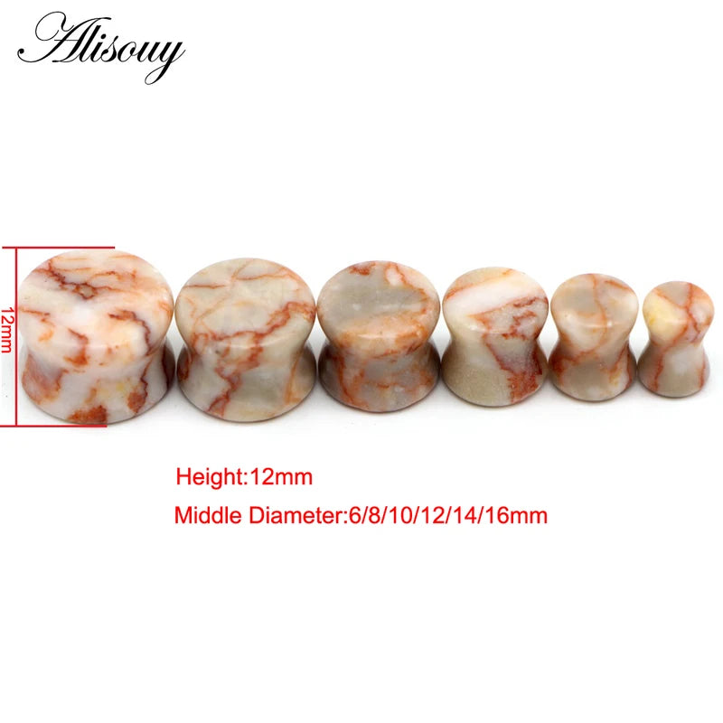 2PCS Organic Stone Ear Plugs Flesh Tunnels Gauges Body Piercing Jewelry