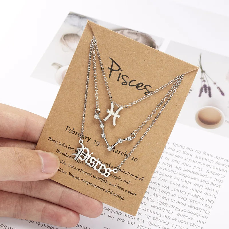 12 Zodiac Sign Necklace Set for Women - Constellation Pendant Jewelry Gift