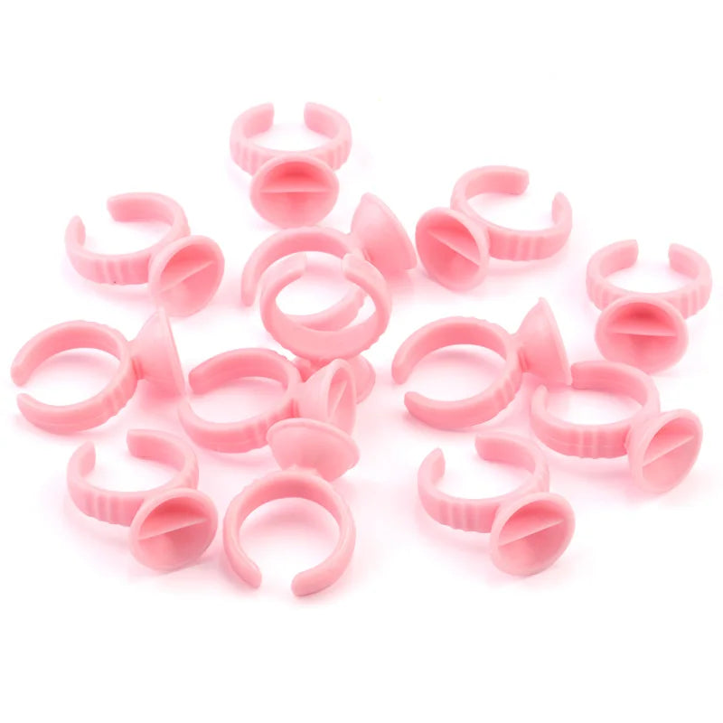 Disposable Plastic Glue Rings for Permanent Makeup and Lash Extensions - 100pcs