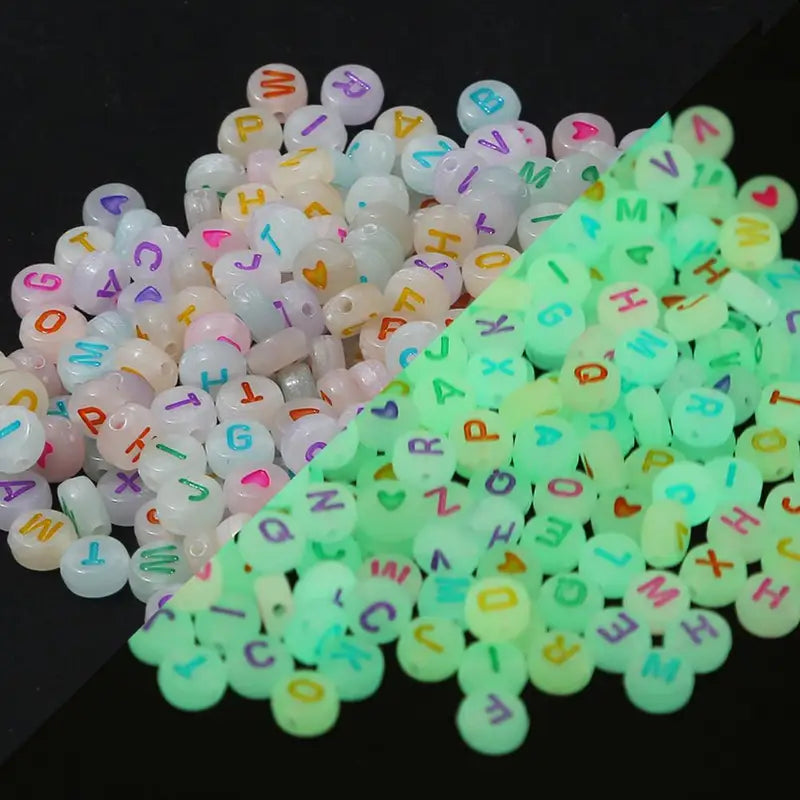 100pcs Mixed English Letter Acrylic Beads for Jewelry Making - Heart & Number Beads