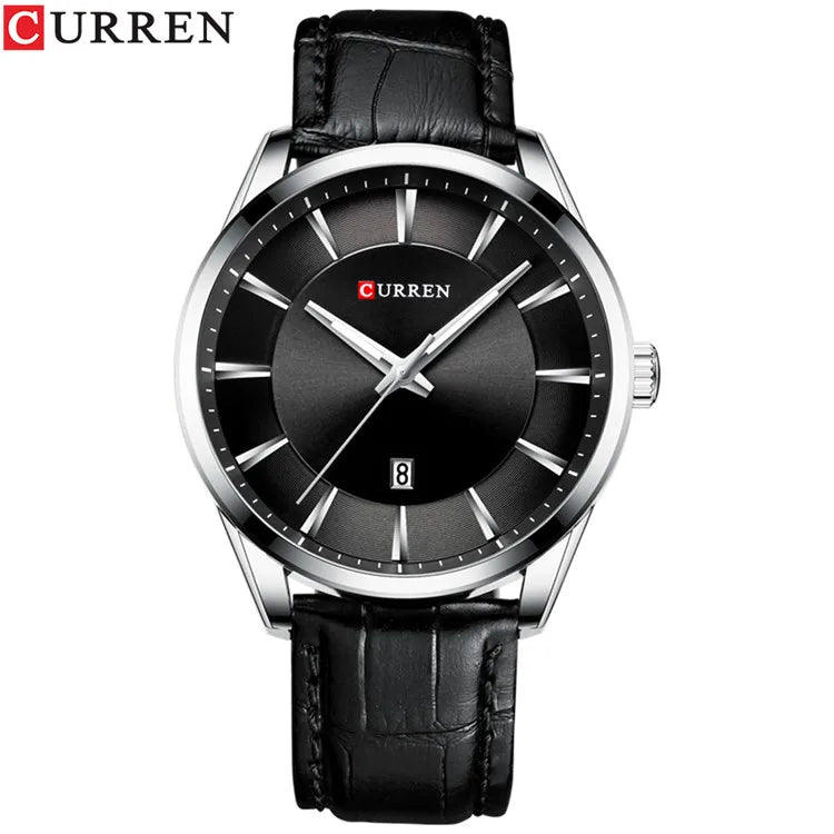 Men's Quartz Wristwatch with Leather Strap - Luxury Analog Business Watch
