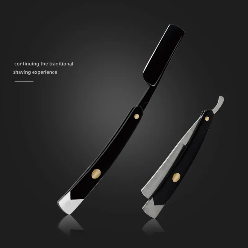 4PCS Stainless Steel Straight Razor Kit with Sandalwood Handle and Leather Bag