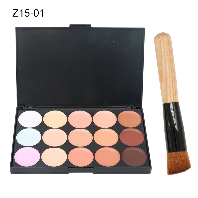 15-Color Face Concealer Palette Camouflage Cream Contour Makeup Kit for Flawless Skin