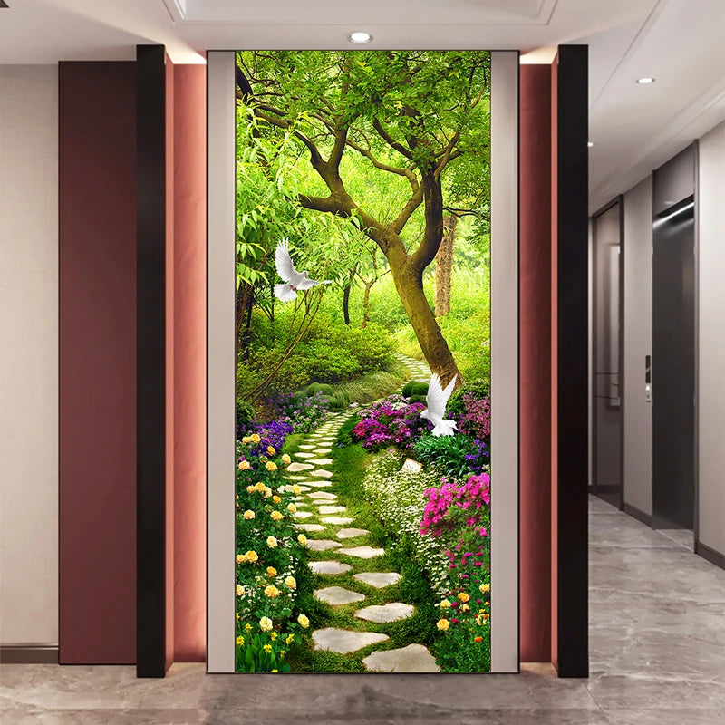 Fairytale Forest Path DIY Door Wall Sticker Set for Home Decoration - Peel & Stick Vinyl Wallpaper