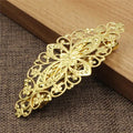 Fashion Copper Hair Snap Clips with Flower Design for Women - 80mm Length